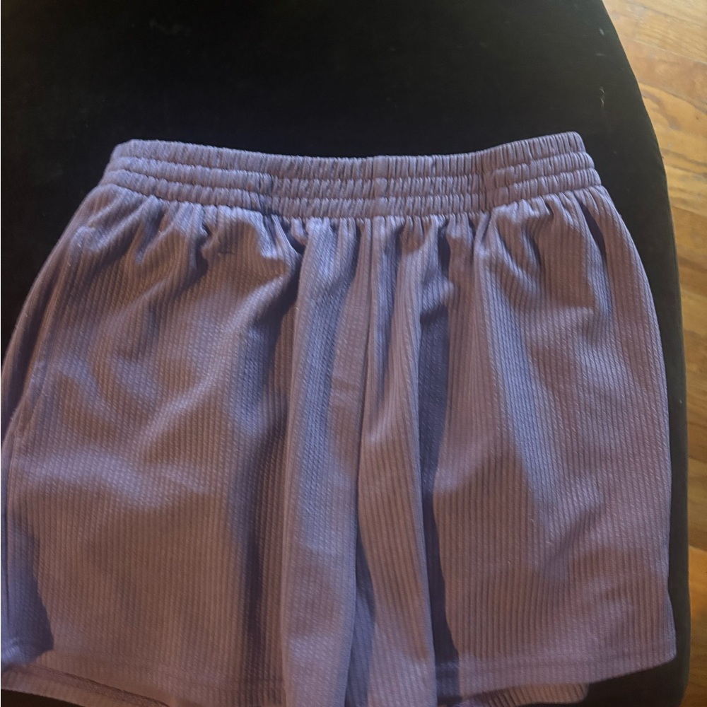 Purple Ribbed shorts and matching top set